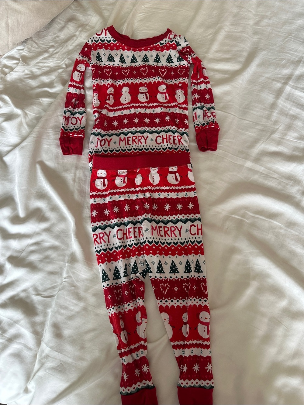 Little Sleepies Red & White Snowman Holiday Pajama Set